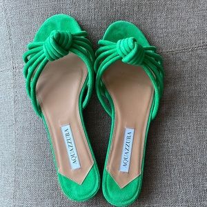 Aquazzura knot-detail green sandals